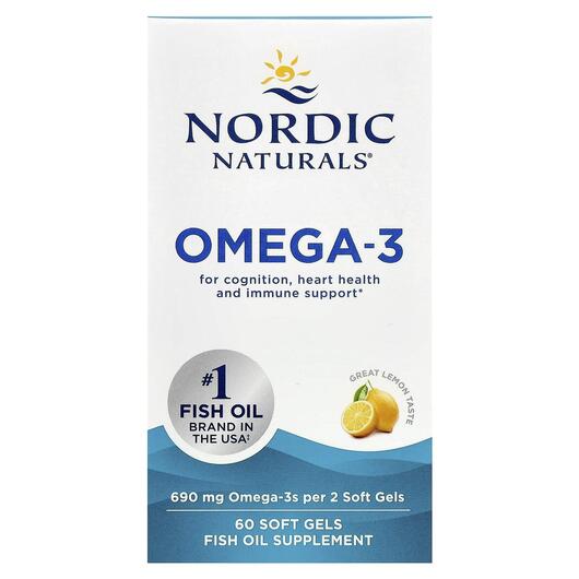 Основне фото товара Nordic Naturals, Omega-3 690 mg Lemon Flavor, Омега-3, 60 капсул