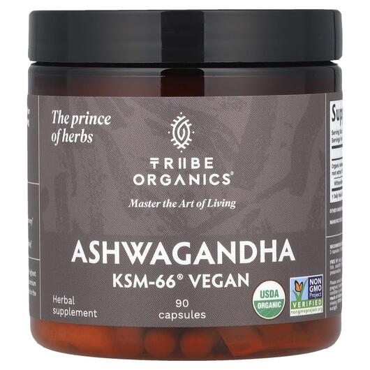 Основное фото товара Tribe Organics, Ашваганда, Ashwagandha KSM-66 Vegan, 90 капсул
