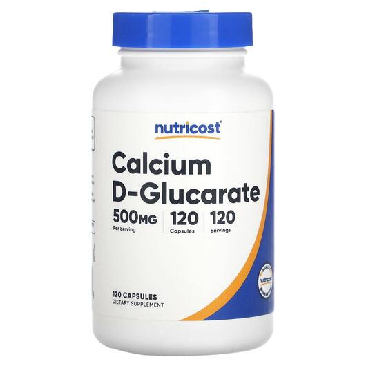 Основне фото товара Nutricost, Calcium D-Glucarate 500 mg, Кальцій, 120 капсул