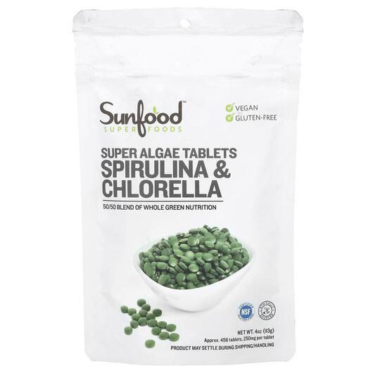 Основне фото товара Spirulina & Chlorella Super Algae Tablets 250, Хлорела, 456 т