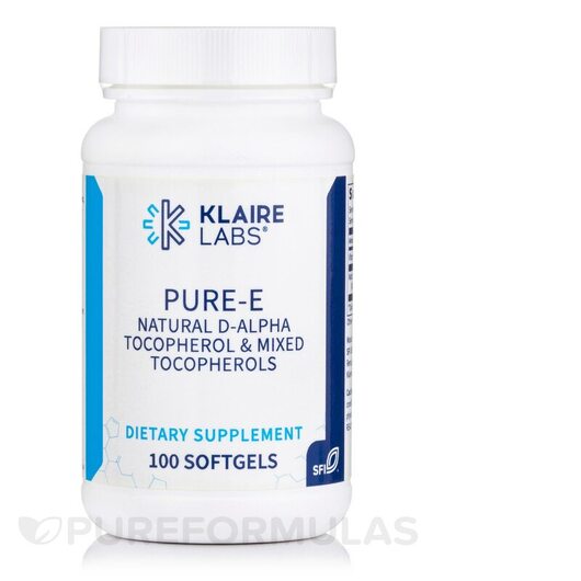 Основне фото товара Klaire Labs, Pure-E 400 IU, Вітамін E Токофероли, 100 капсул