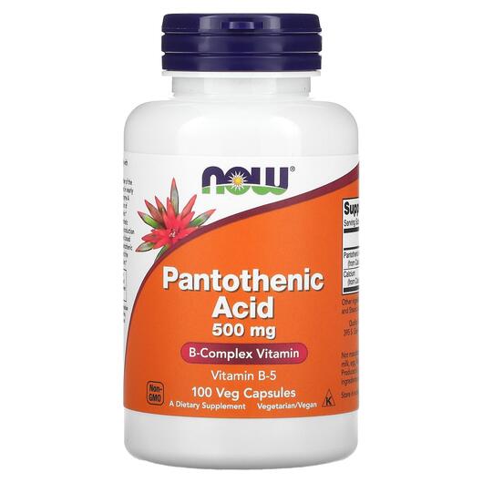Основне фото товара Pantothenic Acid 500 mg, Пантотенова кислота 500 мг, 100 капсул