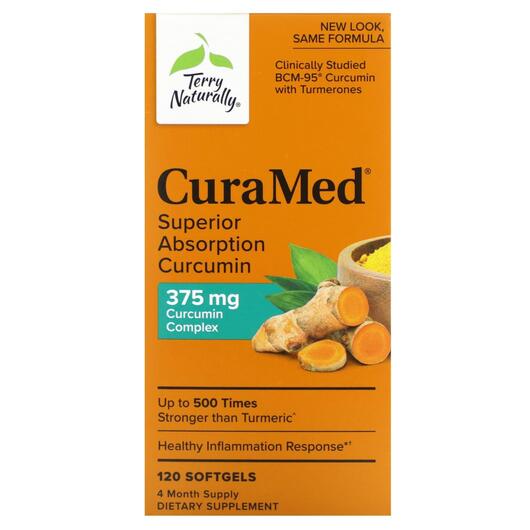 Основне фото товара Terry Naturally, CuraMed 375 mg, Куркумін, 120 капсул