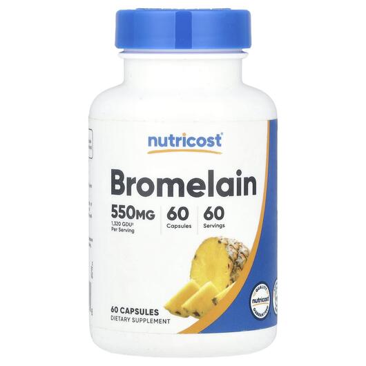 Основное фото товара Nutricost, Бромелайн, Bromelain 550 mg, 60 капсул