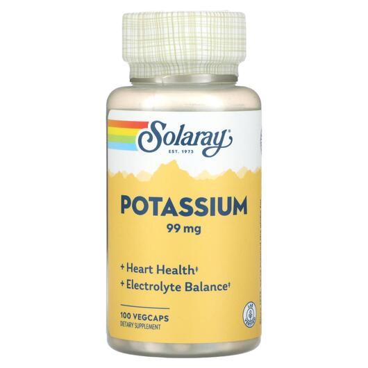 Основне фото товара Solaray, Potassium 99 mg, Калій, 100 капсул
