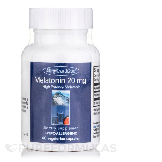 Основне фото товара Allergy Research Group, Melatonin 20 mg, Мелатонін, 60 капсул
