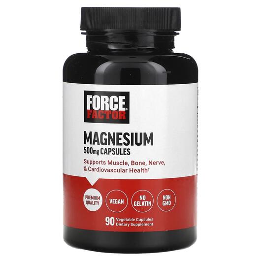 Основне фото товара Force Factor, Magnesium 500 mg, Магній, 90 капсул