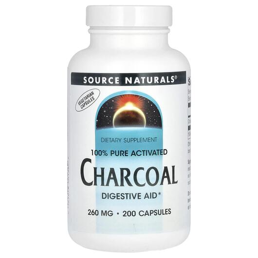 Основне фото товара Charcoal 260 mg 200, Деревне вугілля 260 мг, 200 капсул