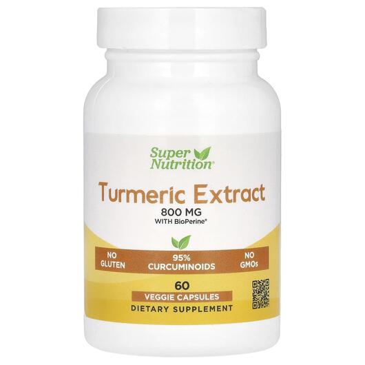 Основне фото товара Turmeric Extract with BioPerine 800 mg, Куркумін, 60 капсул