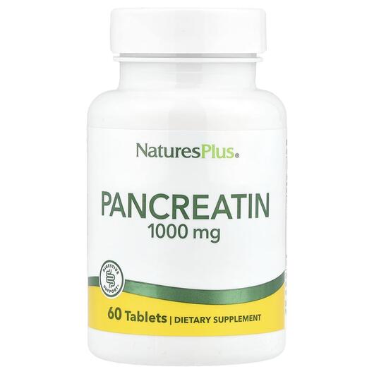 Основне фото товара Natures Plus, Pancreatin 1000 mg, Панкреатин 1000 мг, 60 таблеток