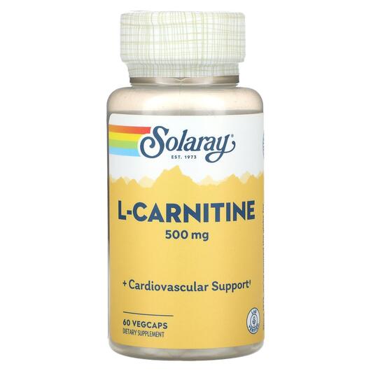 Основне фото товара Solaray, L-Carnitine 500 mg, L-Карнітин, 60 Vegcaps
