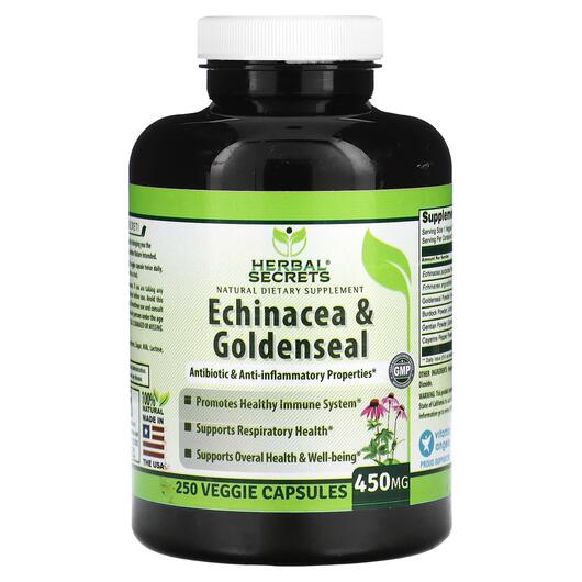 Основне фото товара Echinacea & Goldenseal 450 mg, Ехінацея, 250 капсул