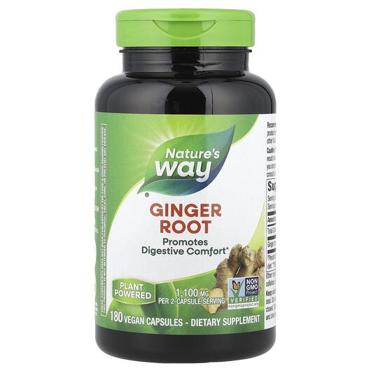 Основне фото товара Ginger Root 550 mg, Корінь імбиру 550 мг, 180 капсул