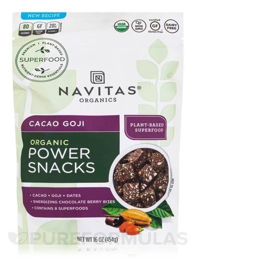 Основне фото товара Organic Power Snacks Cacao Goji, N-ацетилцистеїн, 454 г