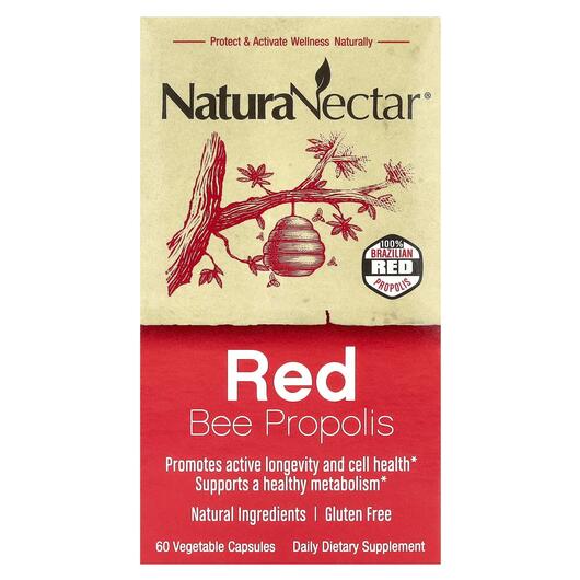 Основне фото товара Natura Nectar, Red Bee Propolis 60 Vegetable, Прополіс, 60 капсул