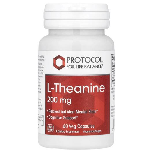 Основне фото товара Protocol for Life Balance, L-Theanine 200 mg, L-Теанін, 60 капсул