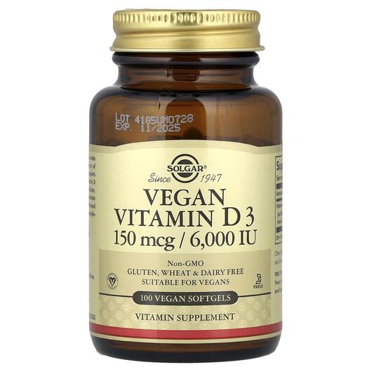 Основне фото товара Vegan Vitamin D3 150 mcg / 6000, Веганський Вітамін D3, 100 капсу
