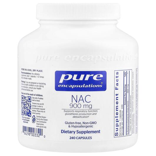 Основне фото товара Pure Encapsulations, NAC 900 mg, N-ацетилцистеїн, 240 капсул