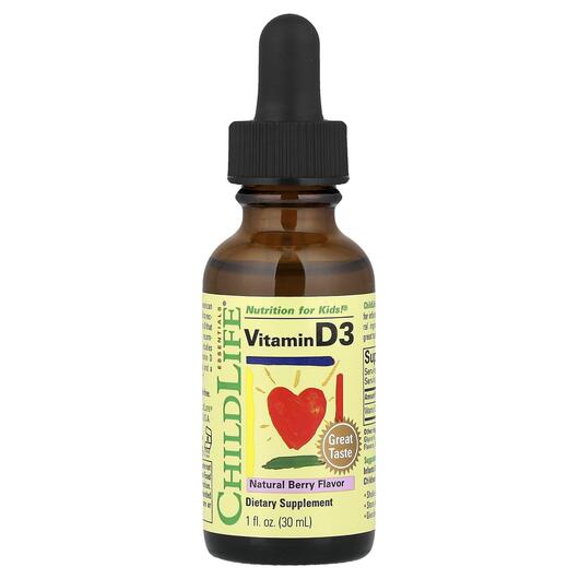 Основне фото товара ChildLife, Vitamin D3, Вітамін D3 Холекальциферол, 30 мл