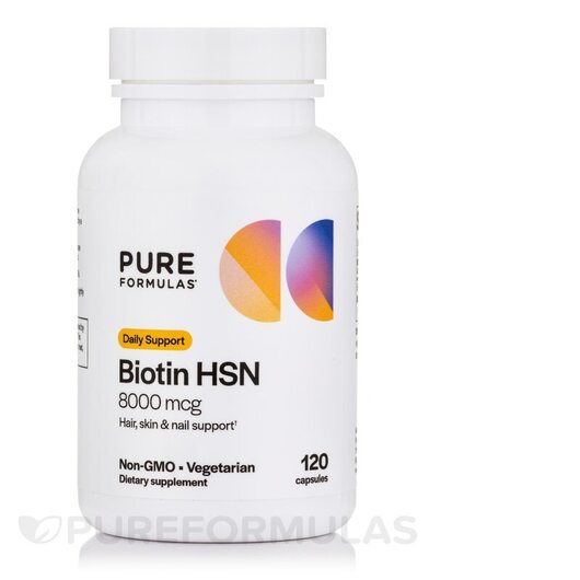 Основне фото товара PureFormulas, Biotin HSN 8000 mcg, Вітамін B7 Біотин, 120 капсул