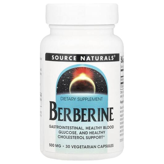 Основне фото товара Source Naturals, Berberine 500 mg, Берберин, 30 капсул