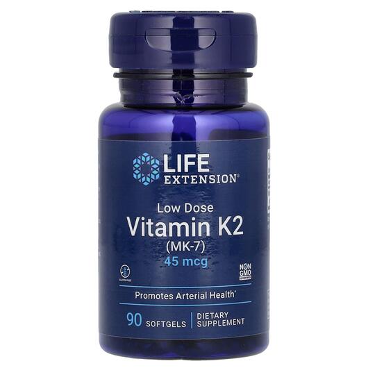 Основне фото товара Life Extension, Low Dose Vitamin K2, Вітамін K2 45 мкг, 90 капсул