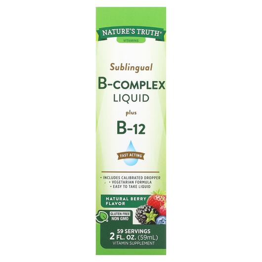 Основне фото товара Vitamins Sublingual B-Complex Liquid Plus B-12 Natural, B-комплек
