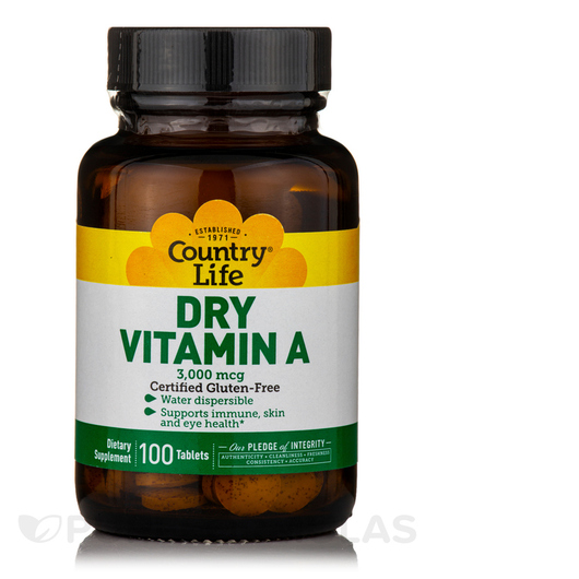 Основне фото товара Dry Vitamin A 3000 mcg, Вітамін А Ретінол, 100 таблеток