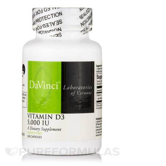 Основне фото товара Vitamin D3 5000 IU, Вітамін D3 Холекальциферол, 120 капсул