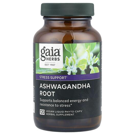 Основне фото товара Gaia Herbs, Ashwagandha Root, Ашвагандха, 120 капсул