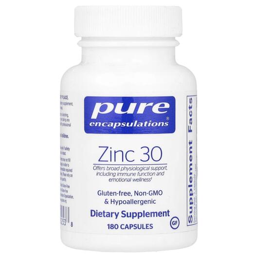 Основне фото товара Pure Encapsulations, Zinc 30, Цинк, 180 капсул