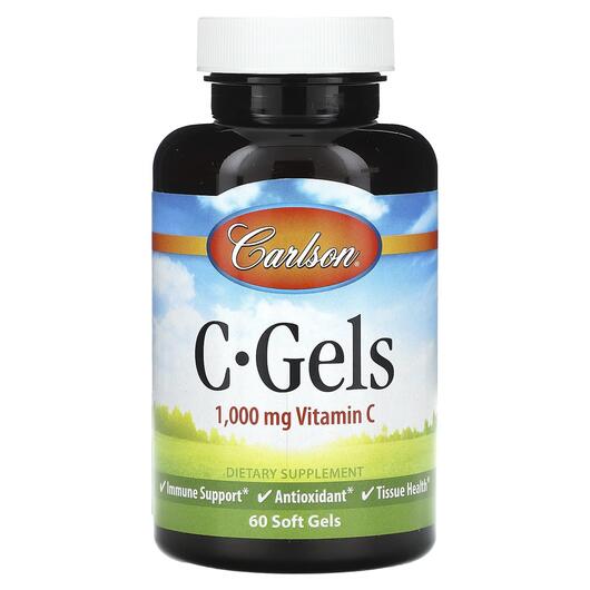Основне фото товара Carlson, C-Gels Vitamin C 1000 mg, Вітамін C, 60 капсул