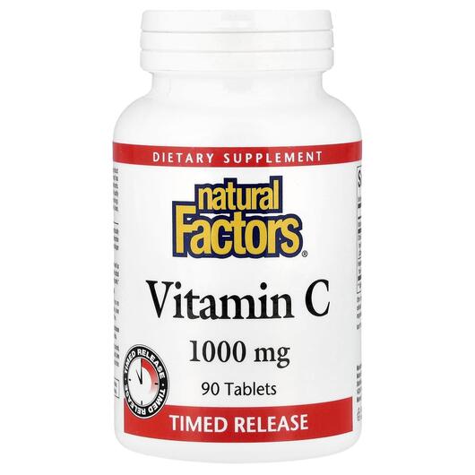 Основне фото товара Natural Factors, Vitamin C 1000 mg, Вітамін C, 90 таблеток