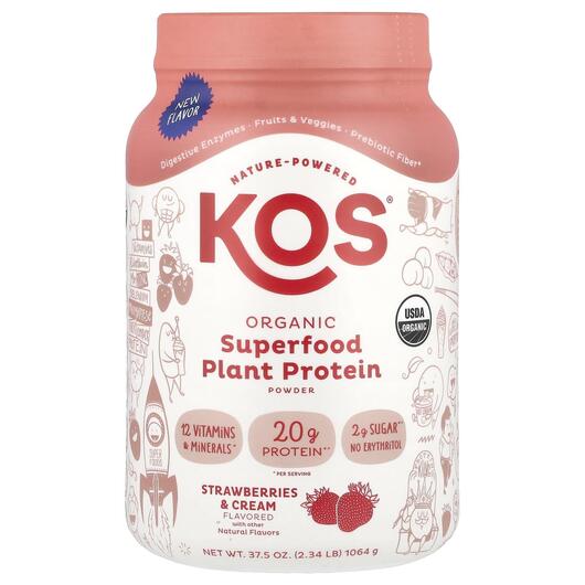 Основне фото товара Organic Superfood Plant Protein Powder Strawberries, Суперфуд, 10