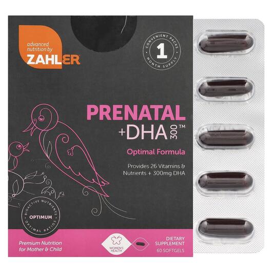 Основне фото товара Zahler, Prenatal + DHA 300, Вітаміни для вагітних, 120 капсул