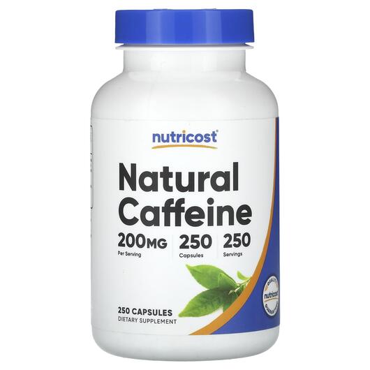 Основне фото товара Nutricost, Natural Caffeine 200 mg, Кофеїн, 250 капсул