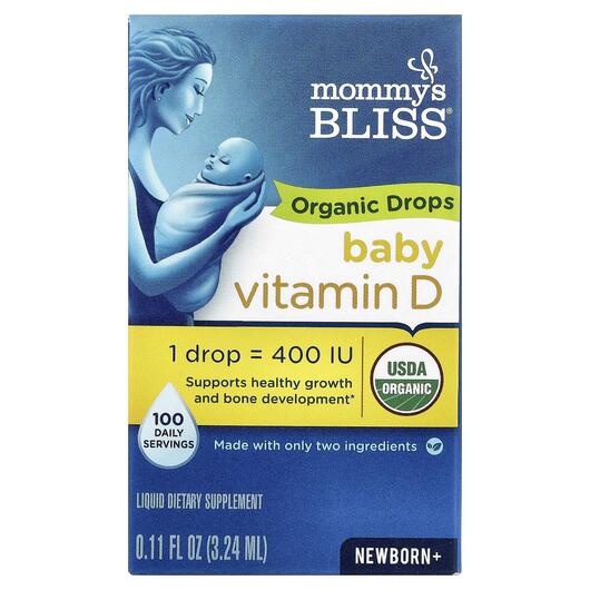 Основне фото товара Vitamin D Organic Drops Newborn, Вітамін D3 Холекальциферол, 3.24