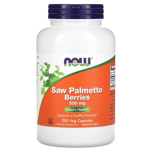 Основне фото товара NOW, Saw Palmetto Berries 550 mg, Пальметто 550 мг, 250 капсул