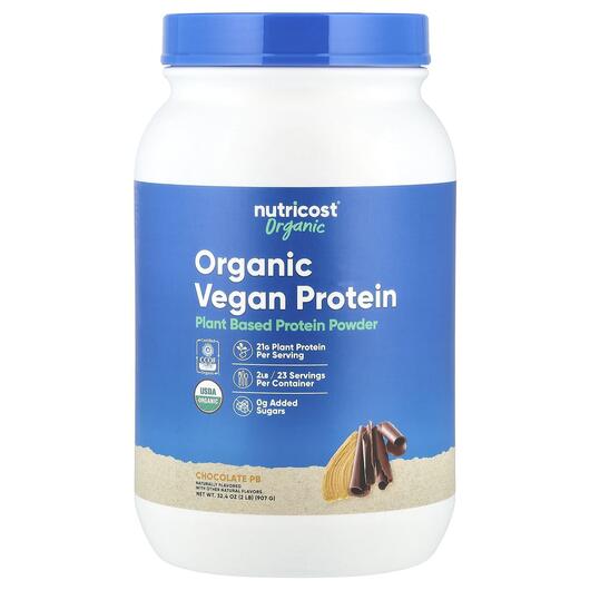 Основне фото товара Organic Vegan Protein Chocolate PB, Протеїн Веганский, 907 г