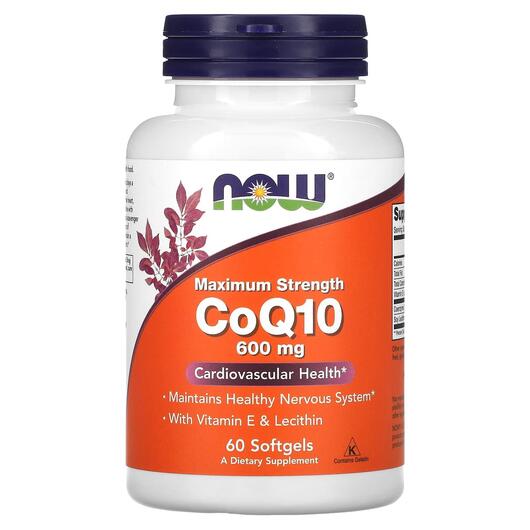 Основне фото товара NOW, CoQ10 600 mg, Коензим Q10 600 мг, 60 капсул