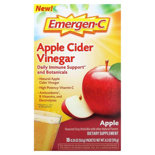 Основне фото товара Emergen-C, Apple Cider Vinegar Apple, Яблучний оцет, 18 шт