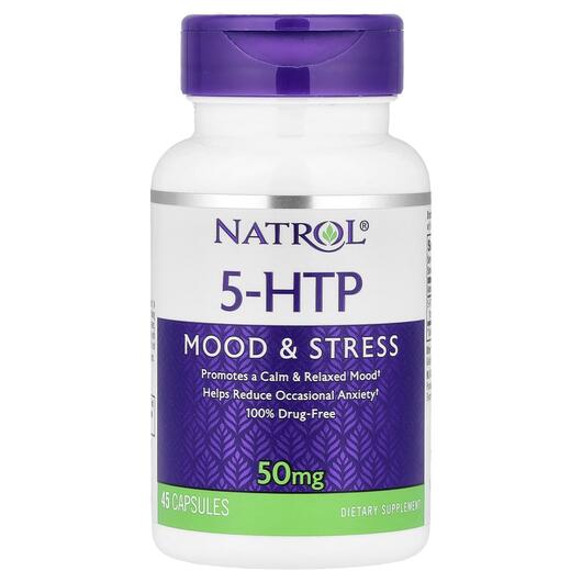 Основне фото товара Natrol, 5-HTP Mood & Stress 50 mg, 5-гідрокситриптофан, 45 ка