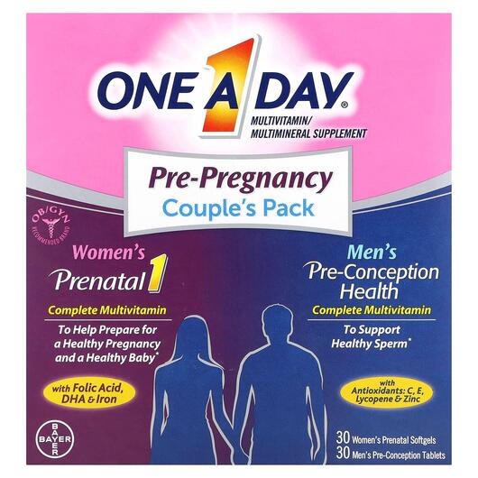 Основне фото товара Pre-Pregnancy Couple's Pack, Вітаміни для вагітних, 30 табле