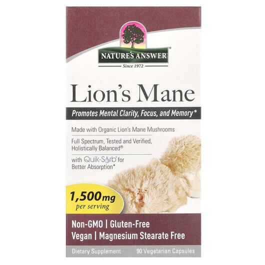 Основне фото товара Lion's Mane 500 mg, Гриби Левова Грива, 90 капсул