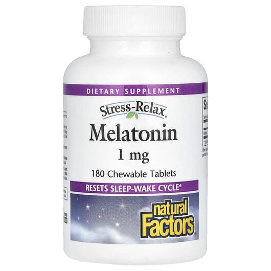 Основне фото товара Natural Factors, Melatonin 1 mg Chewable, Мелатонін, 180 таблеток