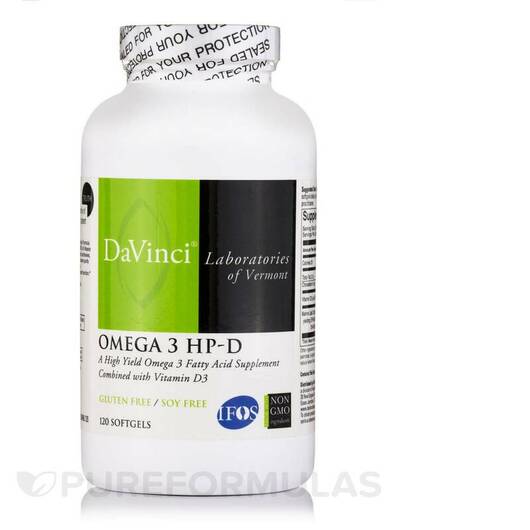 Основне фото товара DaVinci Laboratories, Omega 3 HP-D, Омега ЕПК ДГК, 120 капсул