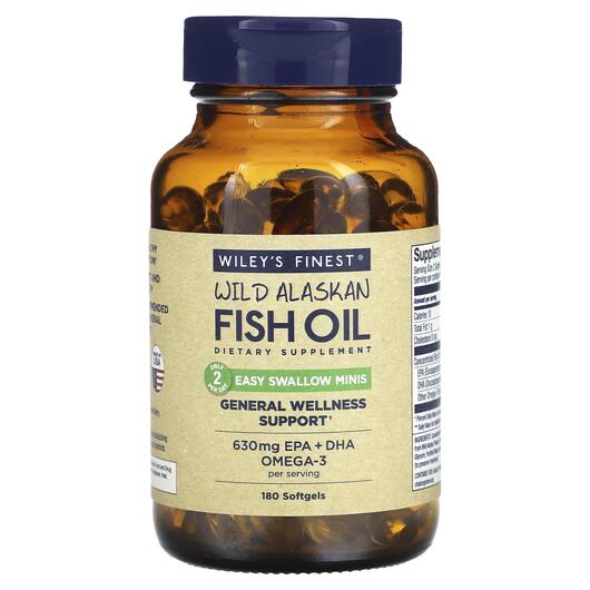 Основне фото товара Wild Alaskan Fish Oil Easy Swallow Minis 450 mg, Омега 3, 180 кап