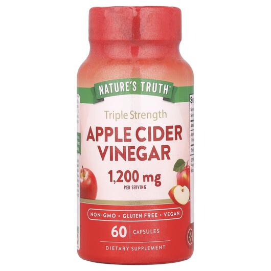 Основне фото товара Triple Strength Apple Cider Vinegar, Яблучний оцет, 60 капсул