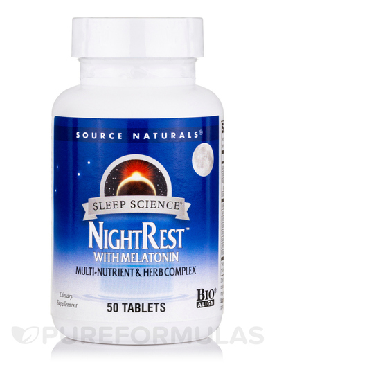 Основне фото товара NightRest With Melatonin, НайтРест та Мелатонін, 50 таблеток