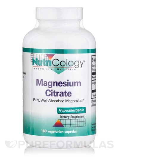 Основное фото товара Nutricology, Магний, Magnesium Citrate, 180 капсул